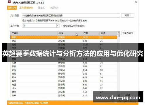 英超赛季数据统计与分析方法的应用与优化研究